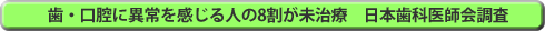 歯・口腔に異常を感じる人の8割が未治療　日本歯科医師会調査 repo-to1688